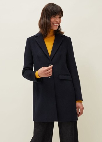 Phase Eight Lydia Wool Smart Coats Navy USA | 0987246-UB